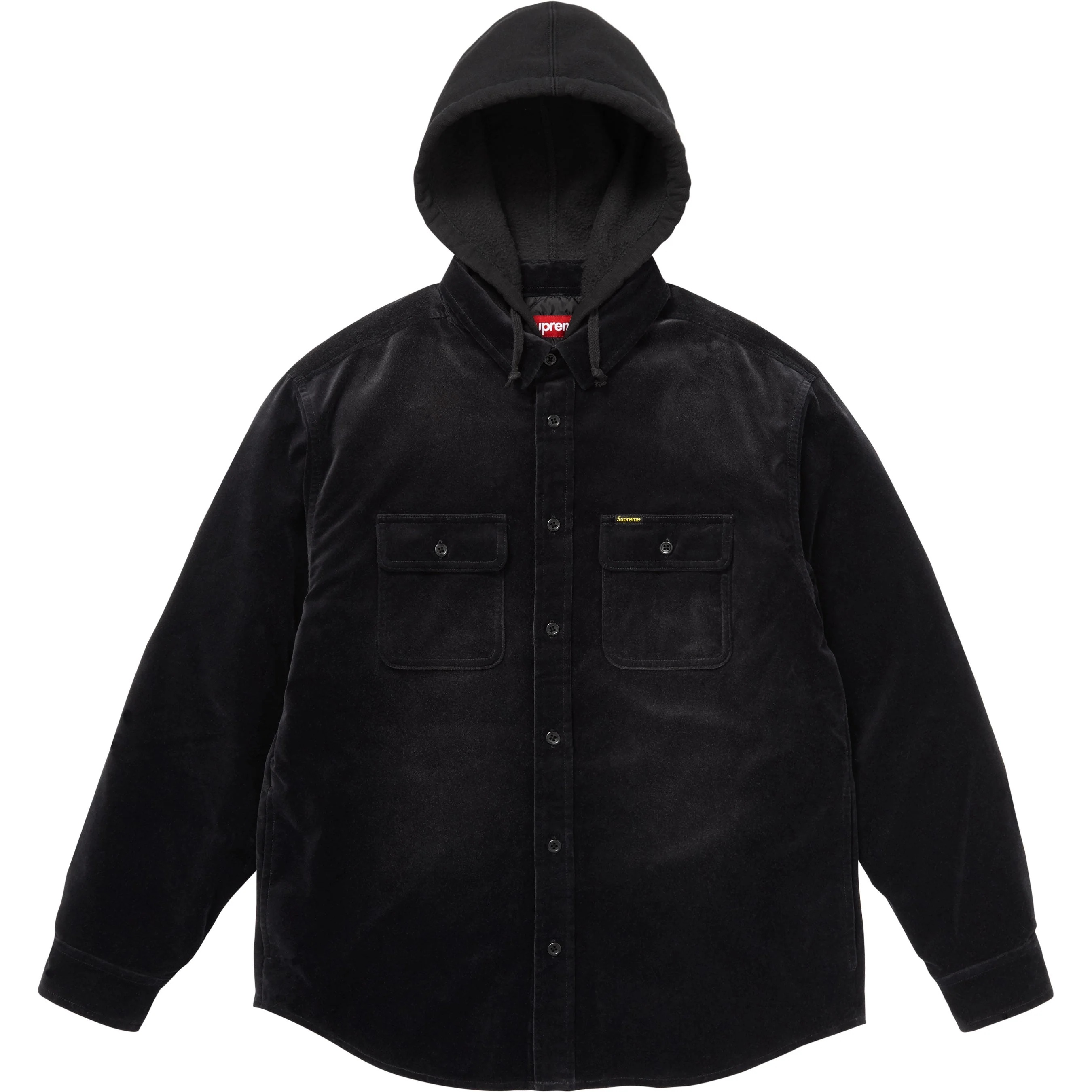 Quilted Lined Hooded Velvet Shirt view 2
